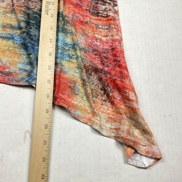 Jess & Jane Tunic Abstract Print Cold Shoulder Short Sleeve Studded Top LARGE - Picture 6 of 10